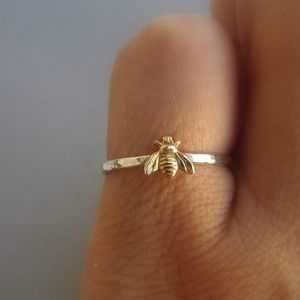 BRASS BEE RING W/SILVER BAND